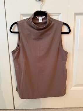 Athleta Brown High Neck Lightweight Cotton Blend Tank Medium excellent condition